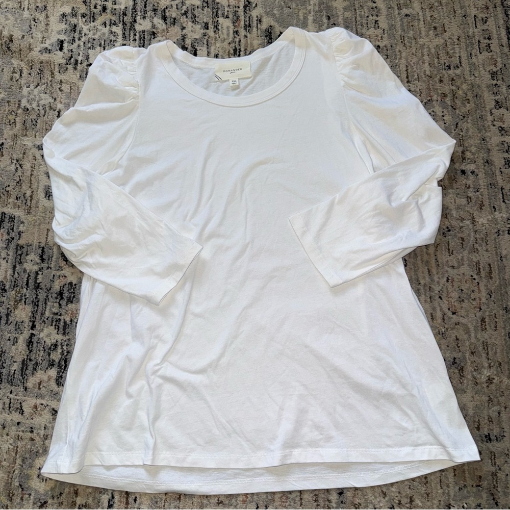 Pomander place puff sleeve white blouse XXL